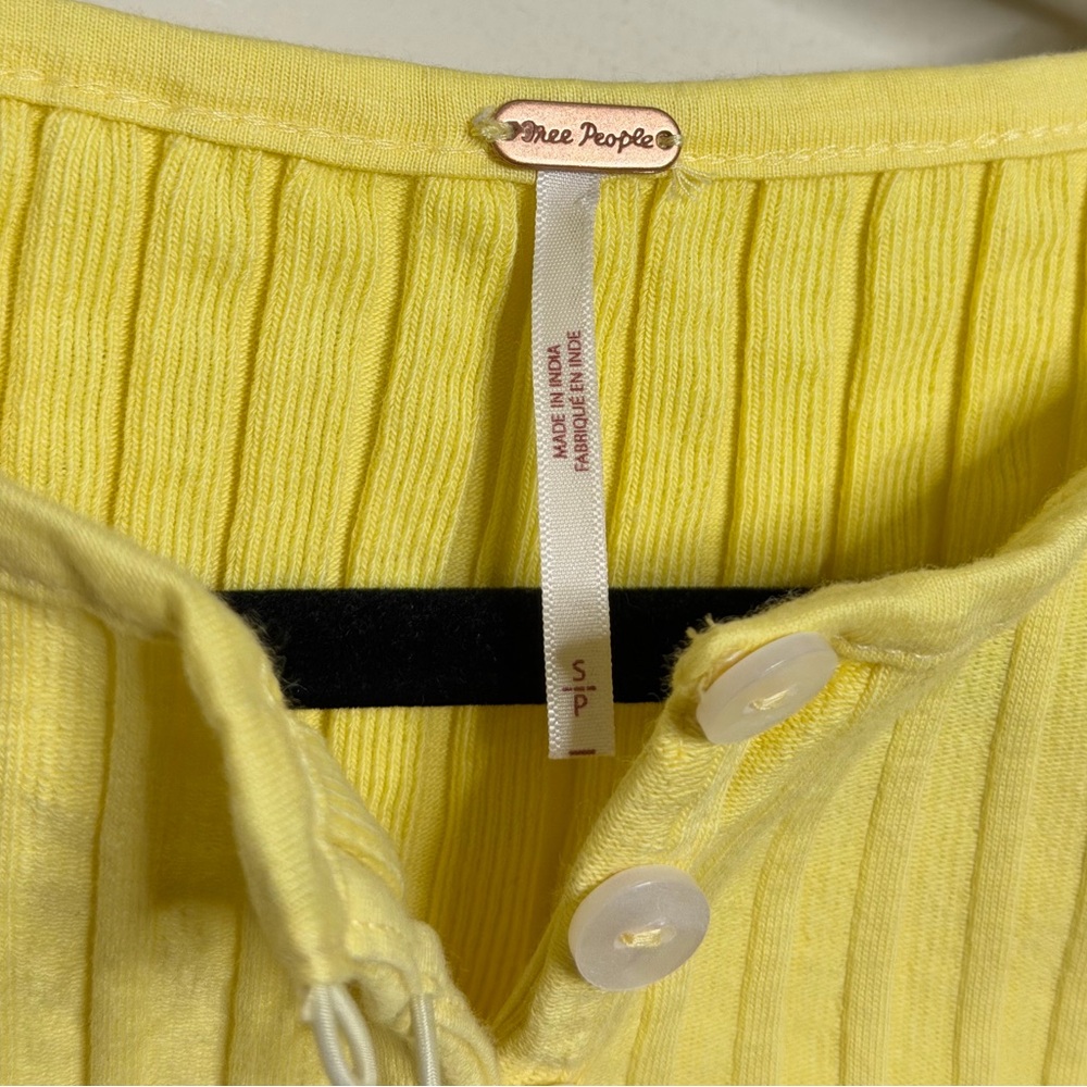 Free People Yellow Ribbed Button-Front Tank - Picture 5 of 6